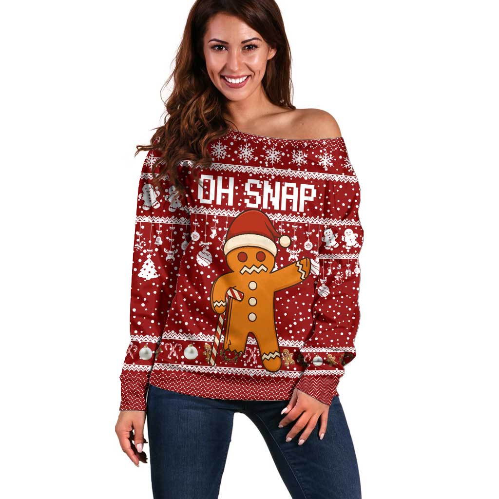 Oh Snap Christmas Off Shoulder Sweater Xmas Holiday Patterns - Wonder Print Shop
