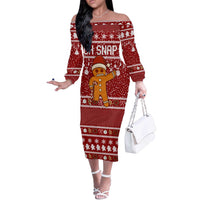 Oh Snap Christmas Off The Shoulder Long Sleeve Dress Xmas Holiday Patterns - Wonder Print Shop