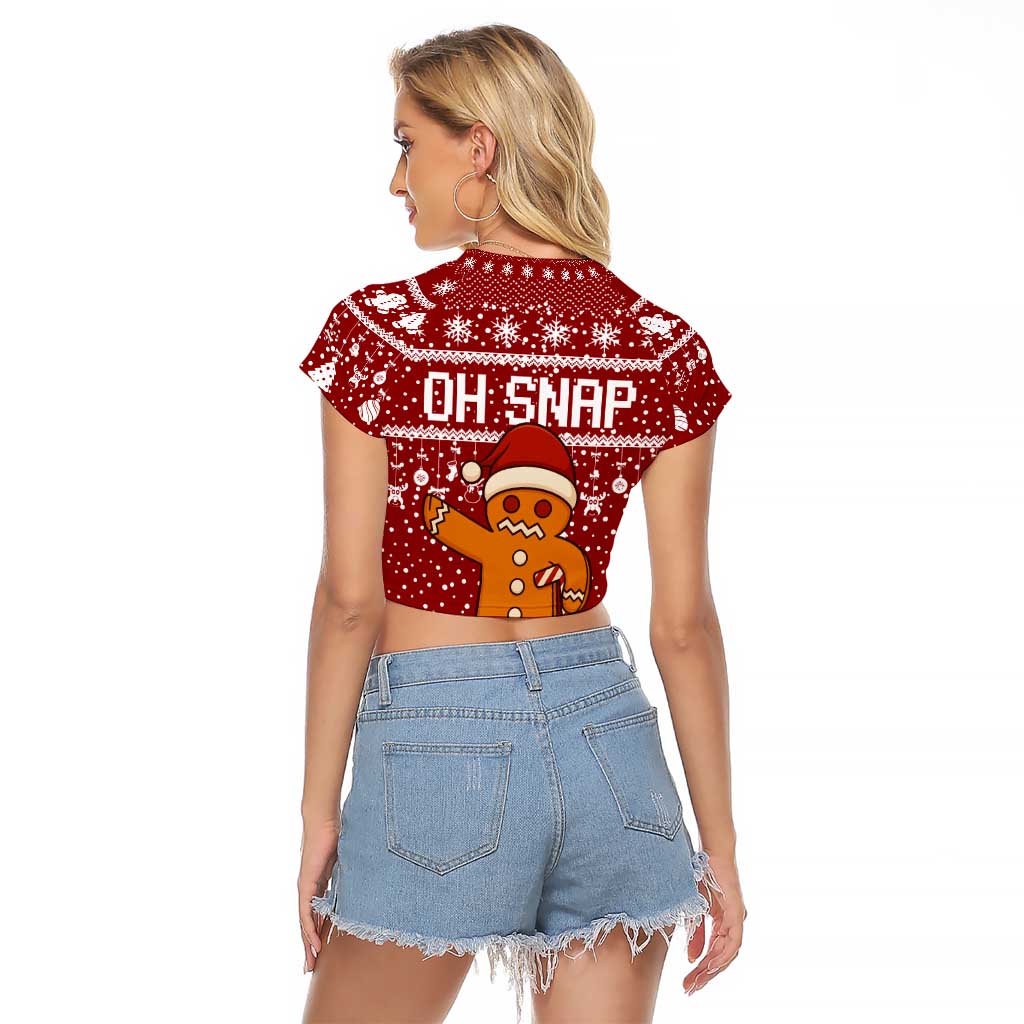 Oh Snap Christmas Raglan Cropped T Shirt Xmas Holiday Patterns - Wonder Print Shop