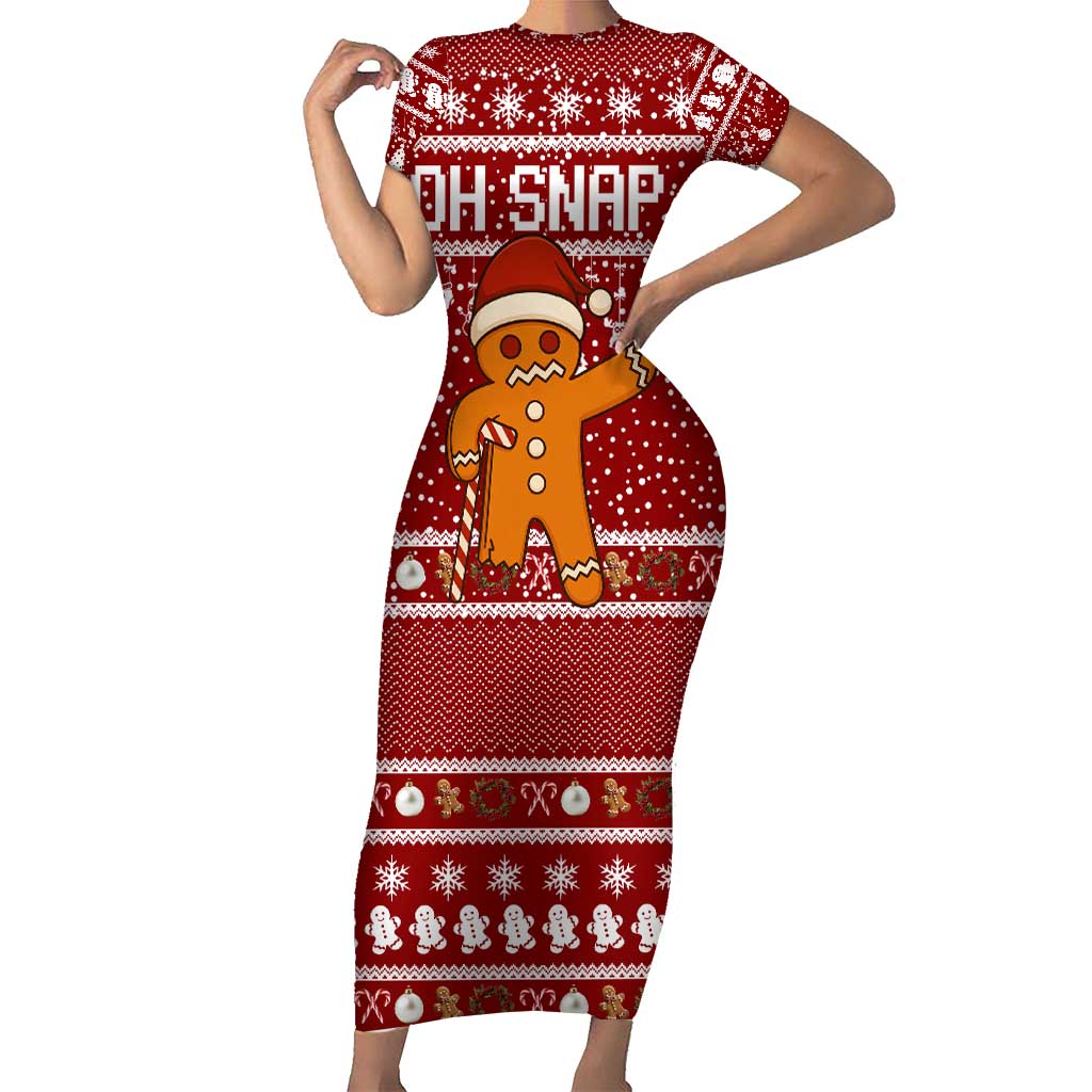 Oh Snap Christmas Short Sleeve Bodycon Dress Xmas Holiday Patterns - Wonder Print Shop