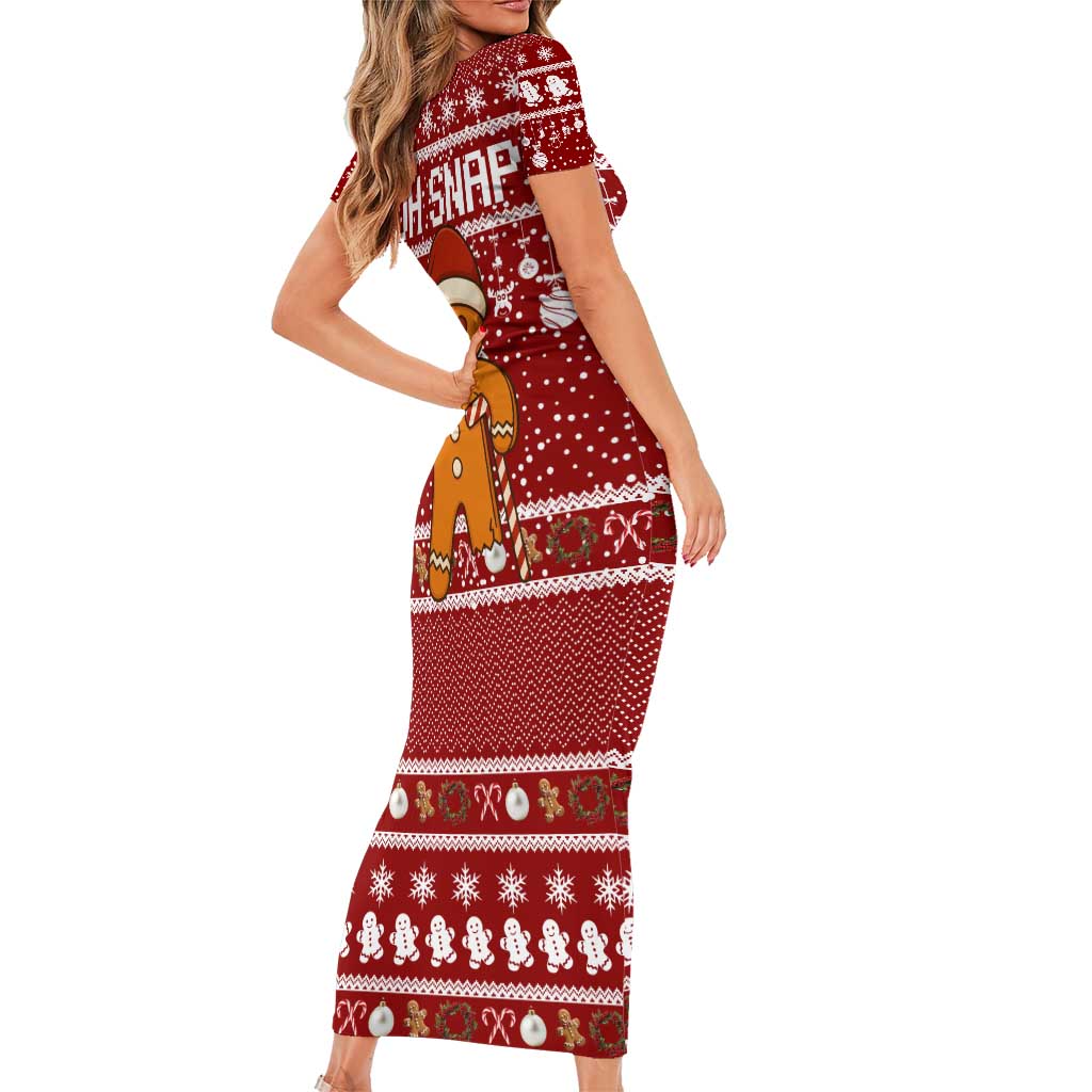 Oh Snap Christmas Short Sleeve Bodycon Dress Xmas Holiday Patterns - Wonder Print Shop