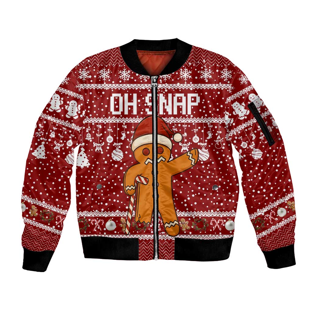 Oh Snap Christmas Sleeve Zip Bomber Jacket Xmas Holiday Patterns - Wonder Print Shop