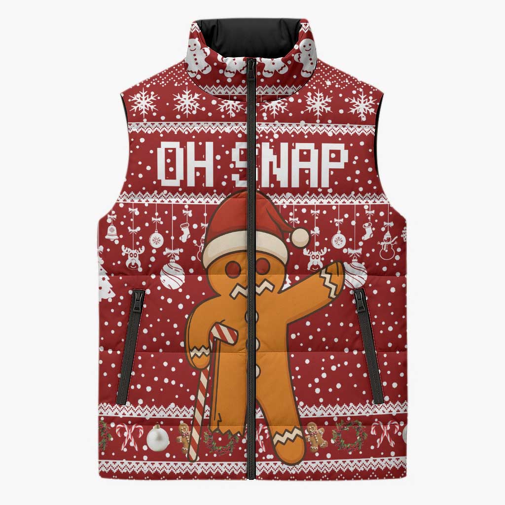 Oh Snap Christmas Sleeveless Puffer Jacket Xmas Holiday Patterns - Wonder Print Shop
