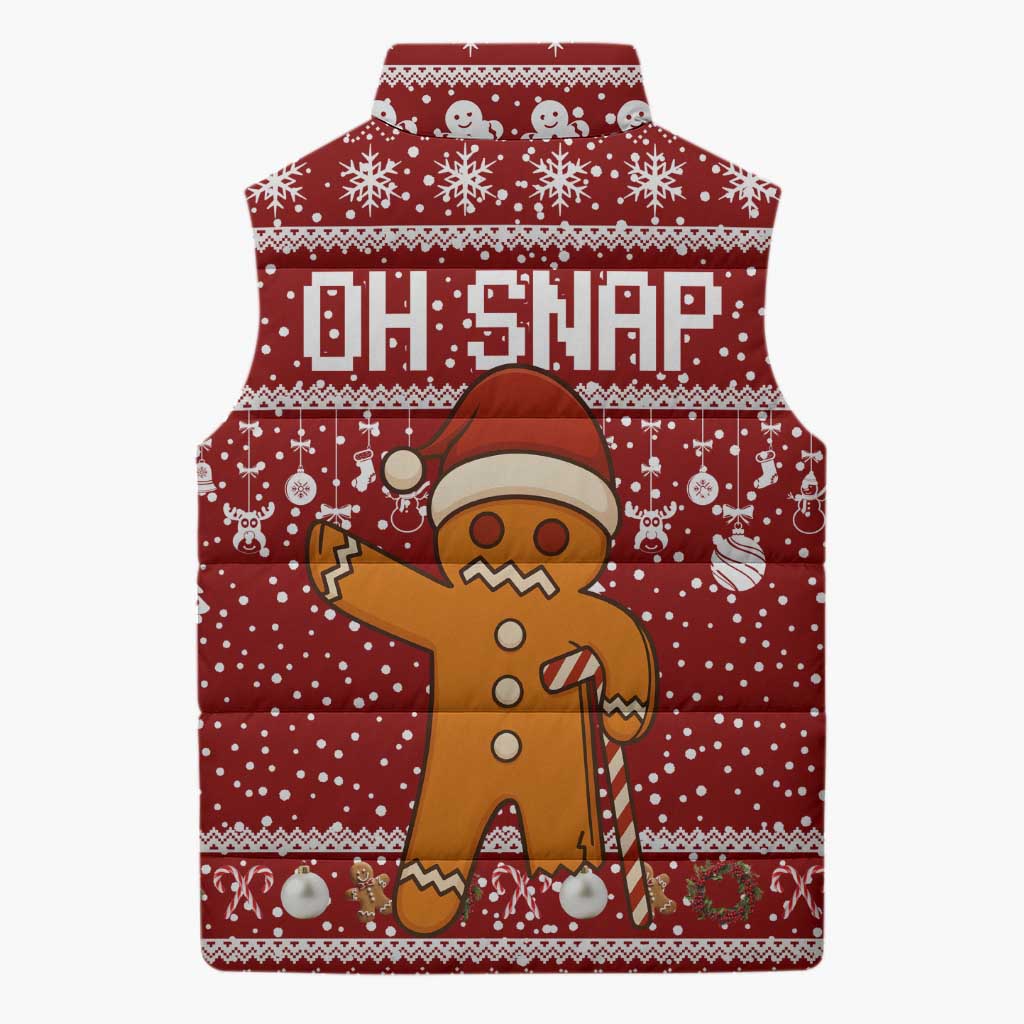 Oh Snap Christmas Sleeveless Puffer Jacket Xmas Holiday Patterns - Wonder Print Shop