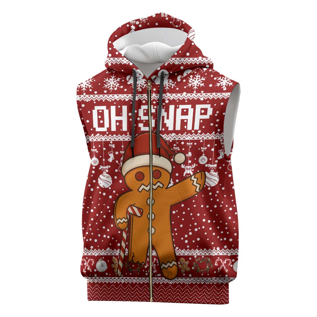 Oh Snap Christmas Sleeveless Zip Hoodie Xmas Holiday Patterns - Wonder Print Shop