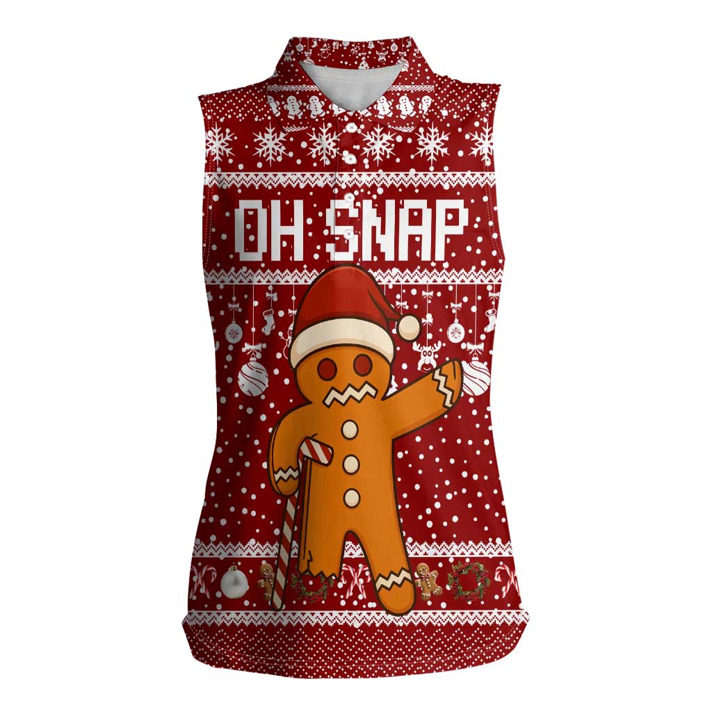 Oh Snap Christmas Women Sleeveless Polo Shirt Xmas Holiday Patterns - Wonder Print Shop