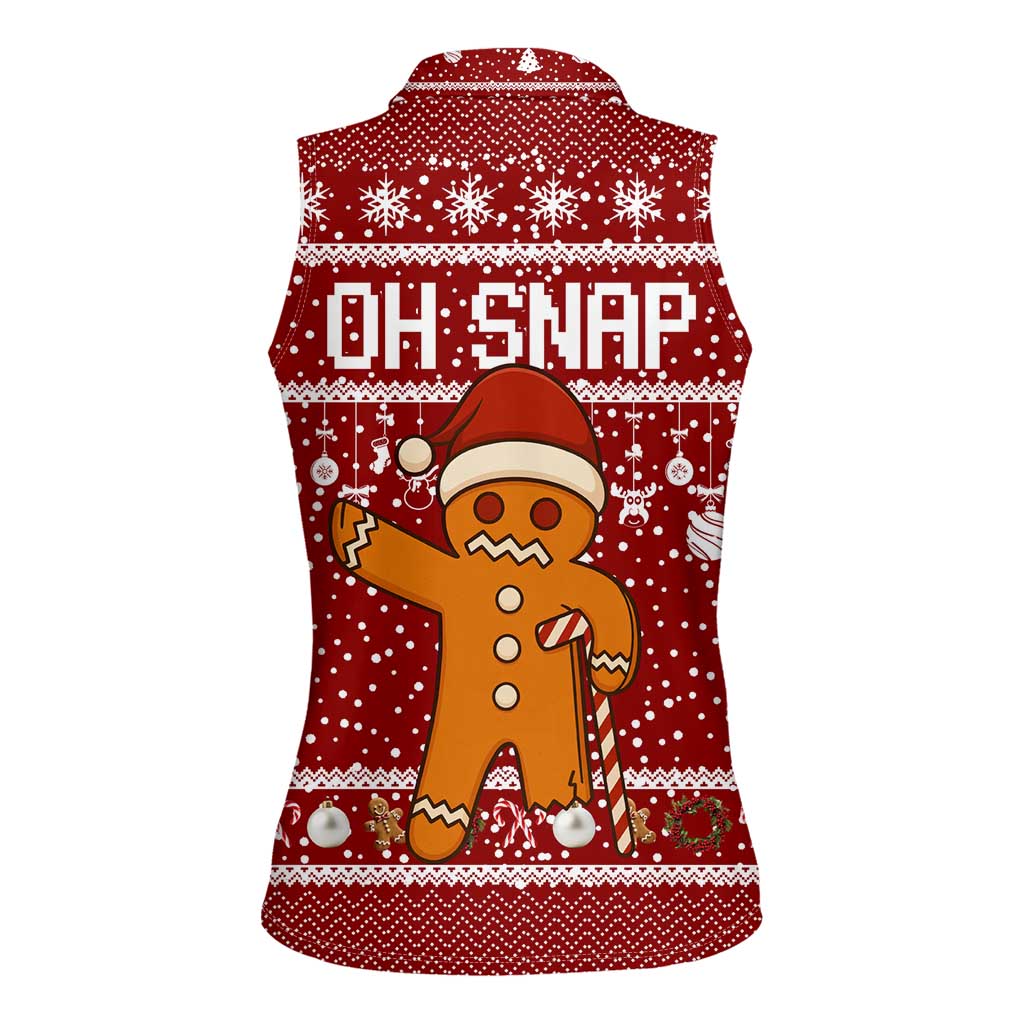 Oh Snap Christmas Women Sleeveless Polo Shirt Xmas Holiday Patterns - Wonder Print Shop