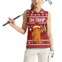 Oh Snap Christmas Women Sleeveless Polo Shirt Xmas Holiday Patterns - Wonder Print Shop