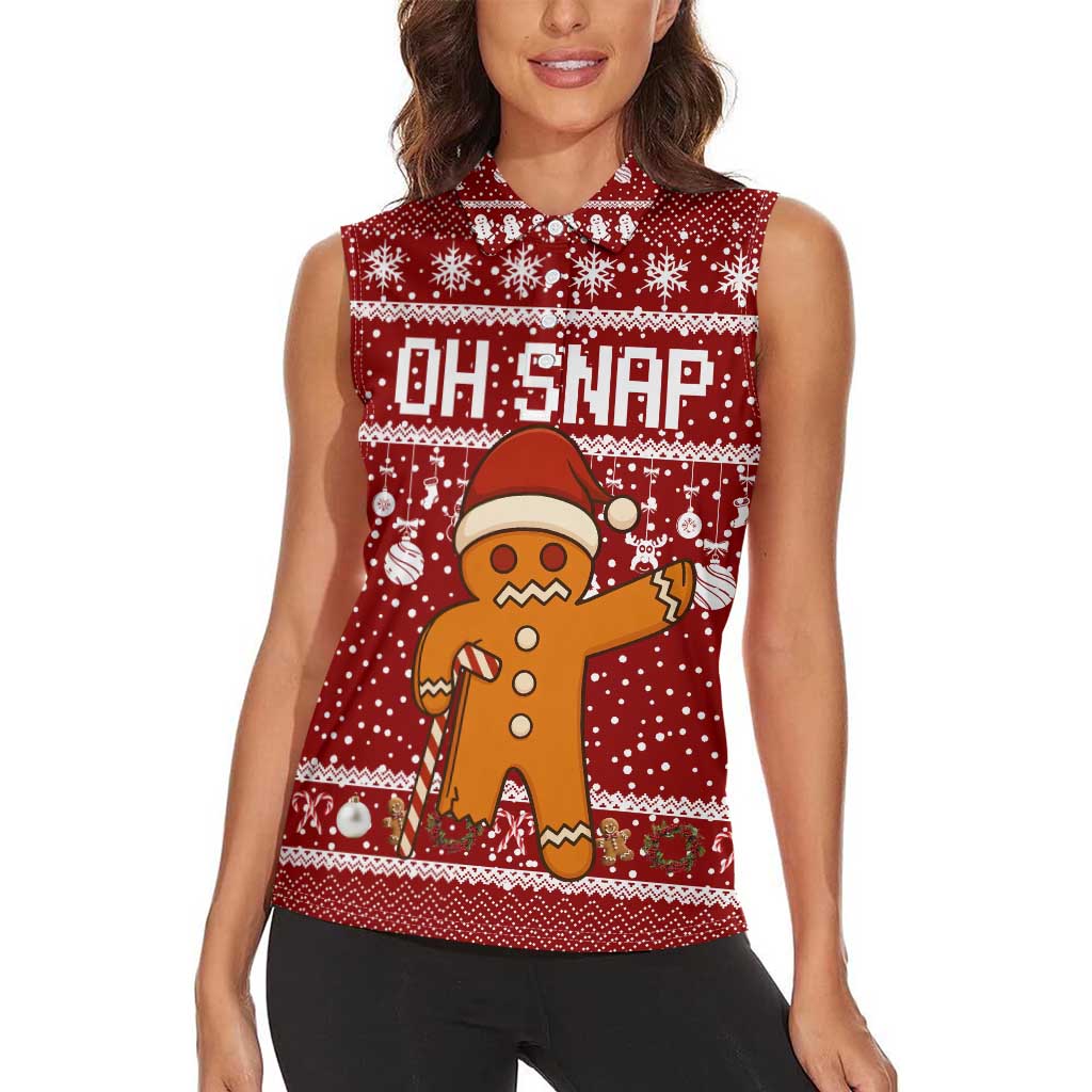 Oh Snap Christmas Women Sleeveless Polo Shirt Xmas Holiday Patterns - Wonder Print Shop