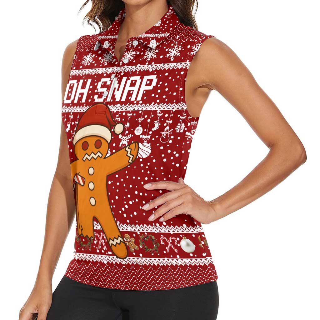 Oh Snap Christmas Women Sleeveless Polo Shirt Xmas Holiday Patterns - Wonder Print Shop