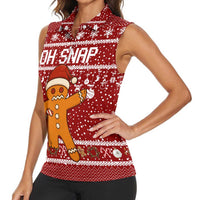 Oh Snap Christmas Women Sleeveless Polo Shirt Xmas Holiday Patterns - Wonder Print Shop