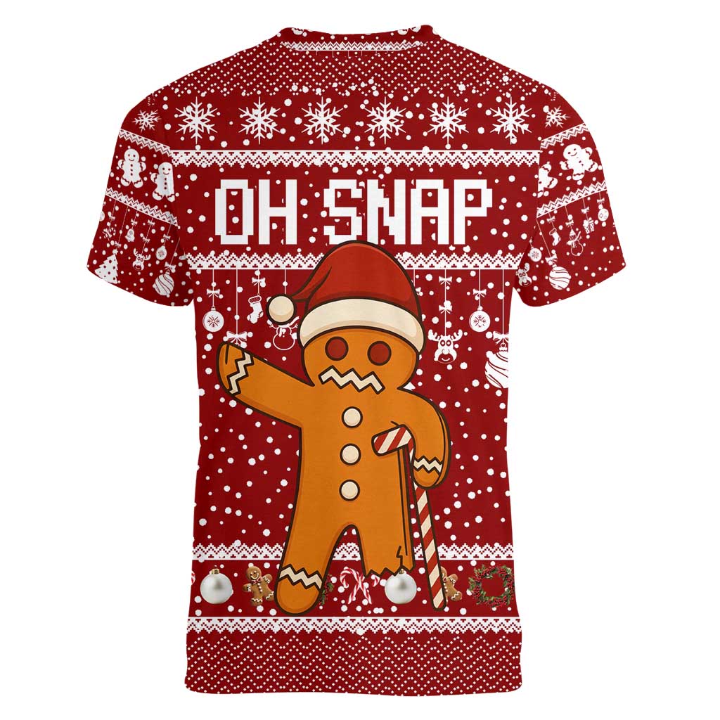Oh Snap Christmas Women V-Neck T-Shirt Xmas Holiday Patterns - Wonder Print Shop