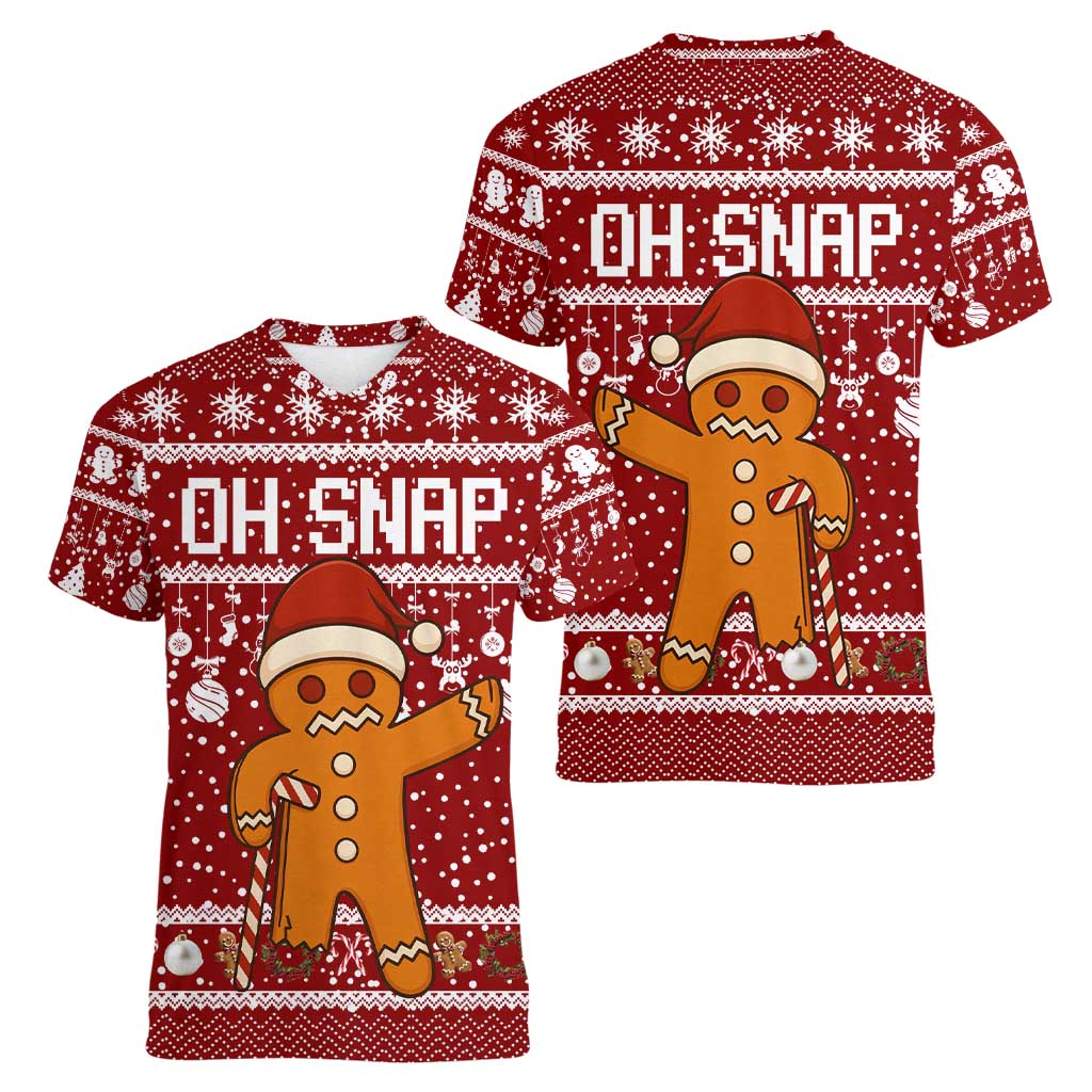 Oh Snap Christmas Women V-Neck T-Shirt Xmas Holiday Patterns - Wonder Print Shop