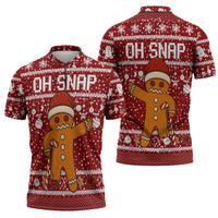 Oh Snap Christmas Zipper Polo Shirt Xmas Holiday Patterns - Wonder Print Shop