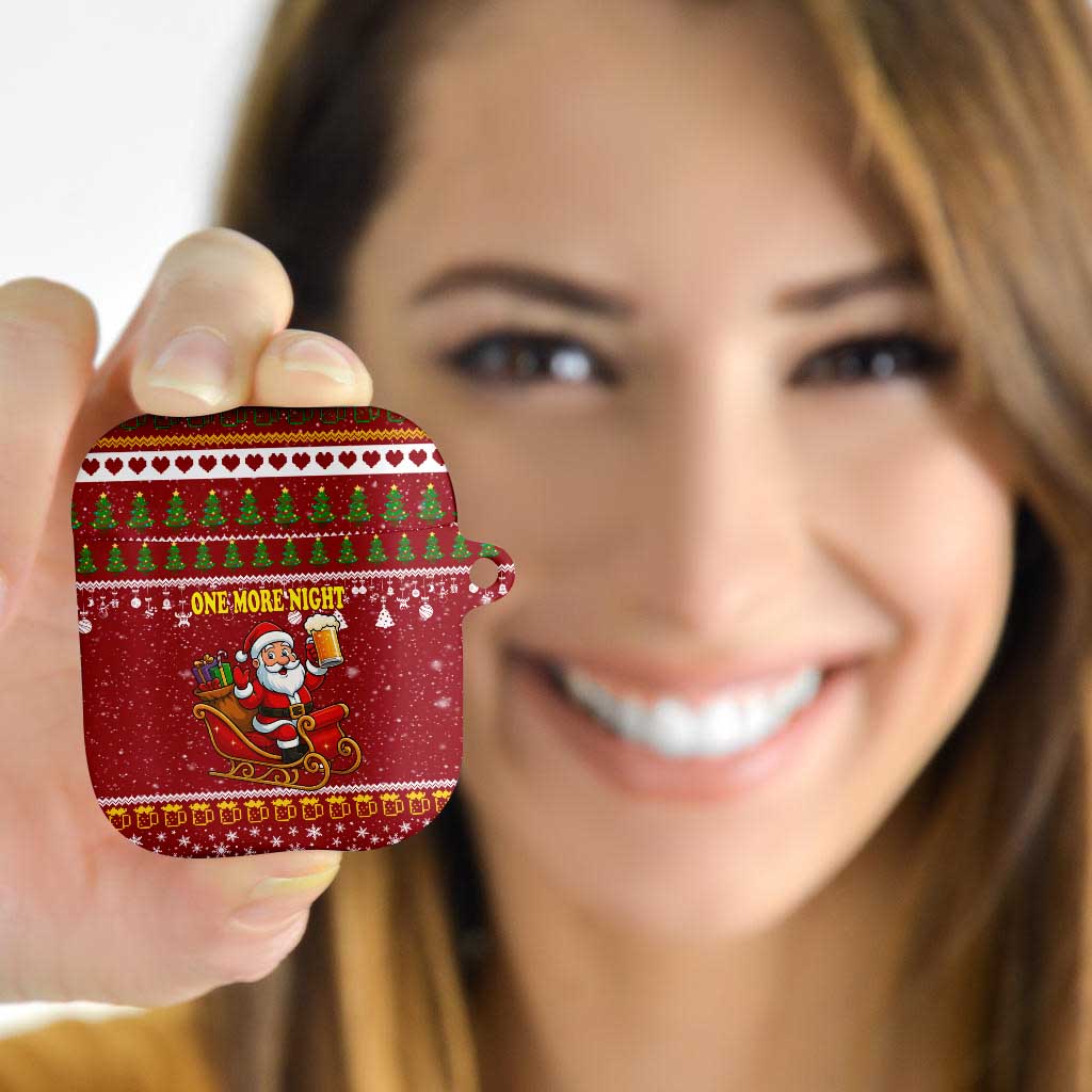 One More Night Santa Beer Christmas AirPods Case Xmas Holiday Patterns - Wonder Print Shop