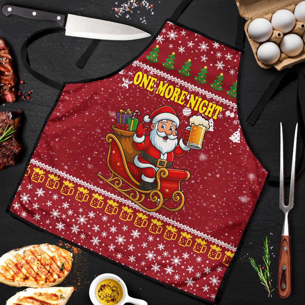 One More Night Santa Beer Christmas Apron Xmas Holiday Patterns - Wonder Print Shop