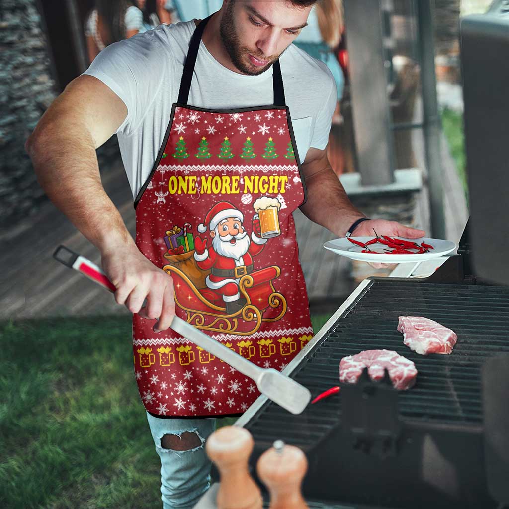 One More Night Santa Beer Christmas Apron Xmas Holiday Patterns - Wonder Print Shop