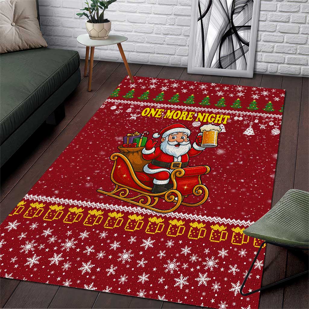 One More Night Santa Beer Christmas Area Rug Xmas Holiday Patterns - Wonder Print Shop