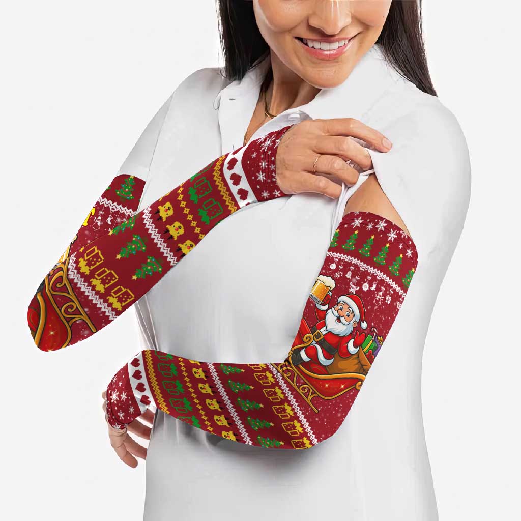 One More Night Santa Beer Christmas Arm Sleeves Xmas Holiday Patterns - Wonder Print Shop