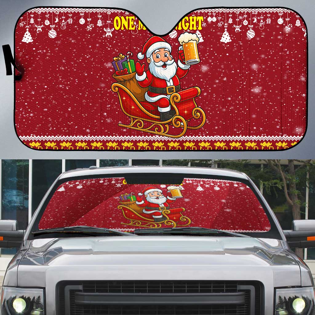 One More Night Santa Beer Christmas Auto Sun Shade Xmas Holiday Patterns - Wonder Print Shop
