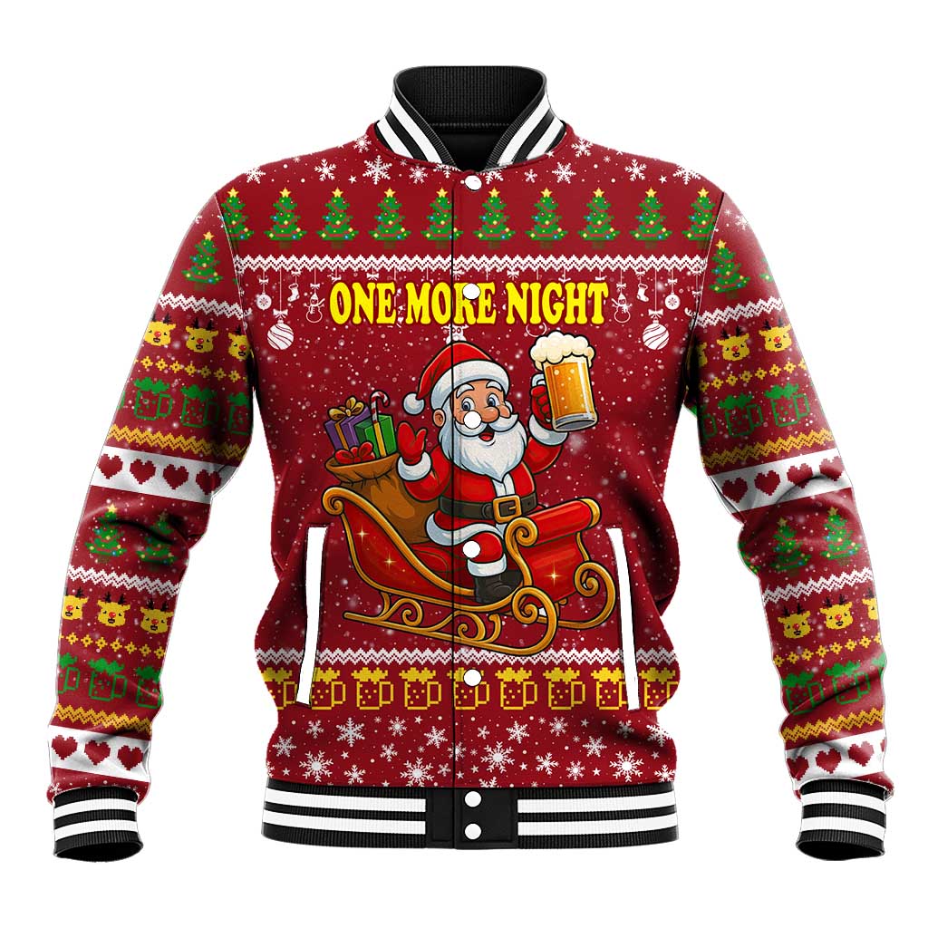 One More Night Santa Beer Christmas Baseball Jacket Xmas Holiday Patterns - Wonder Print Shop