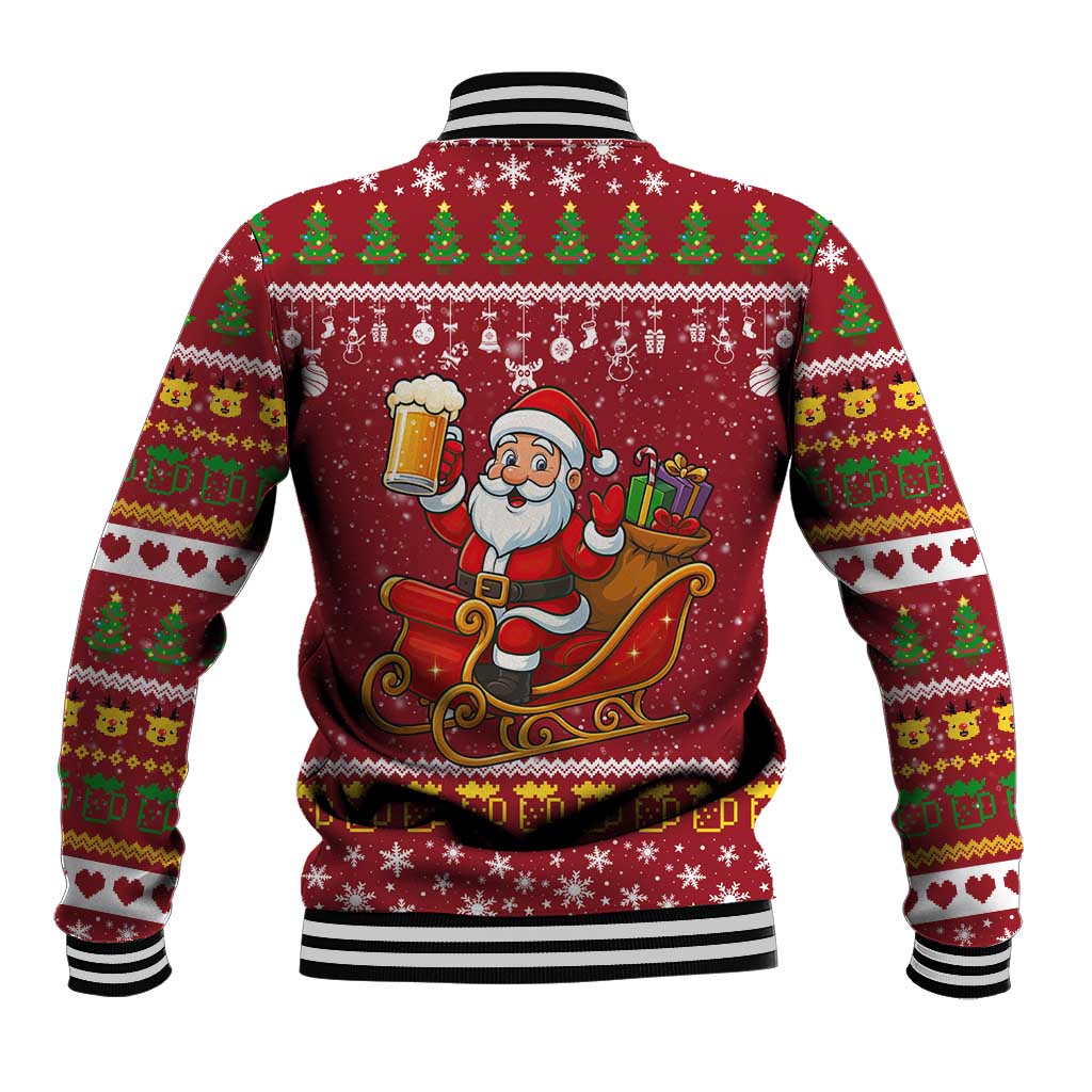 One More Night Santa Beer Christmas Baseball Jacket Xmas Holiday Patterns - Wonder Print Shop