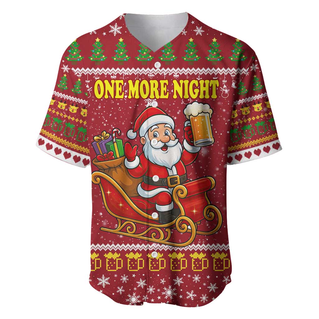 One More Night Santa Beer Christmas Baseball Jersey Xmas Holiday Patterns - Wonder Print Shop