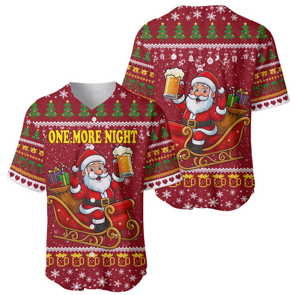 One More Night Santa Beer Christmas Baseball Jersey Xmas Holiday Patterns - Wonder Print Shop