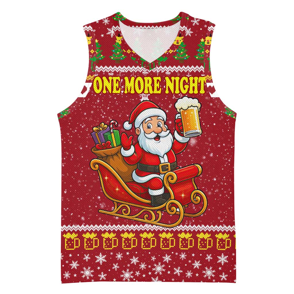 One More Night Santa Beer Christmas Basketball Jersey Xmas Holiday Patterns - Wonder Print Shop