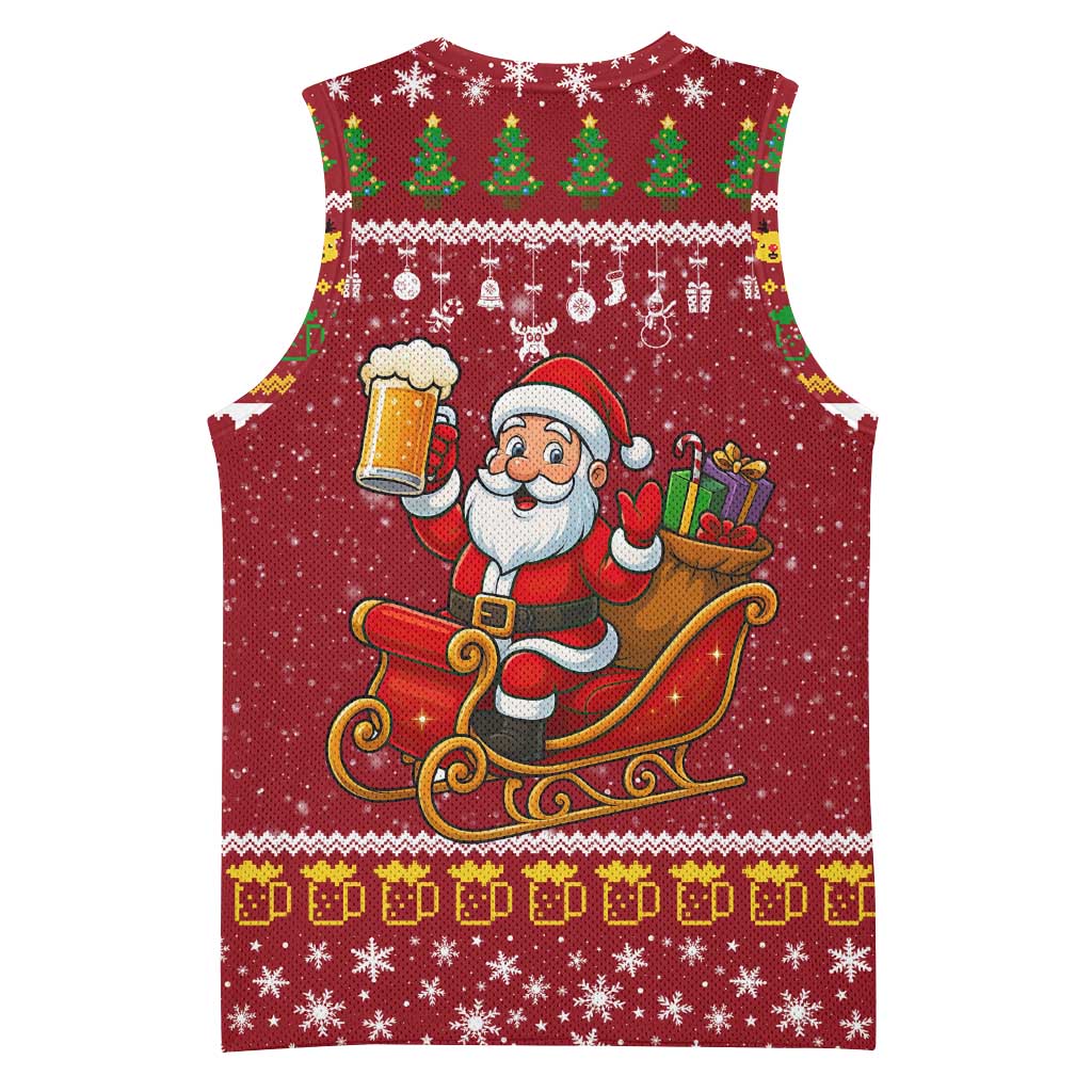 One More Night Santa Beer Christmas Basketball Jersey Xmas Holiday Patterns - Wonder Print Shop
