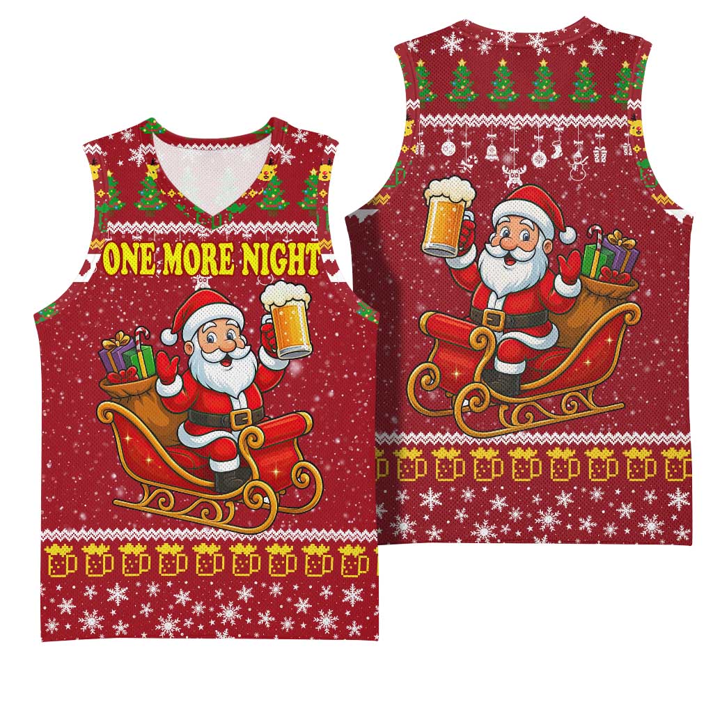 One More Night Santa Beer Christmas Basketball Jersey Xmas Holiday Patterns - Wonder Print Shop
