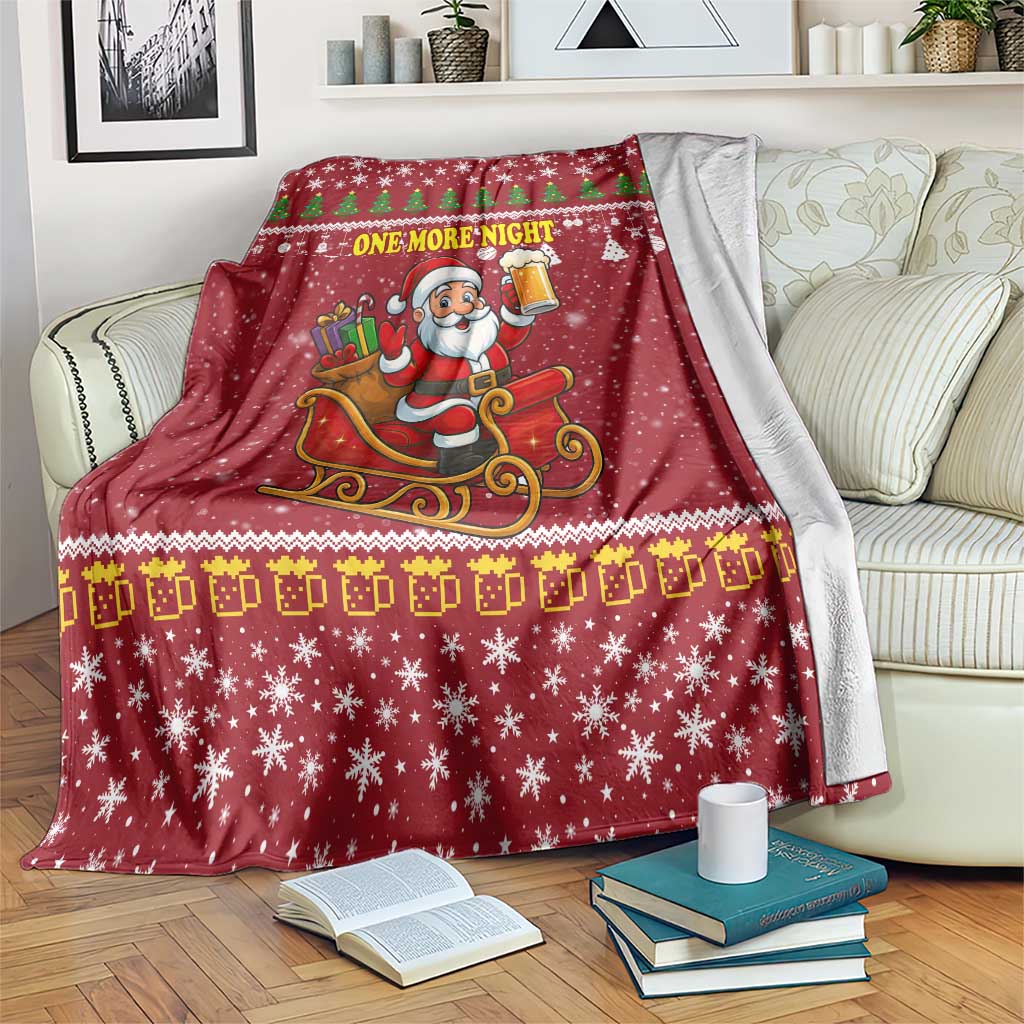 One More Night Santa Beer Christmas Blanket Xmas Holiday Patterns - Wonder Print Shop