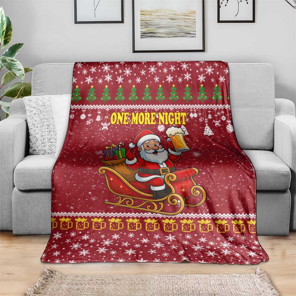 One More Night Santa Beer Christmas Blanket Xmas Holiday Patterns - Wonder Print Shop