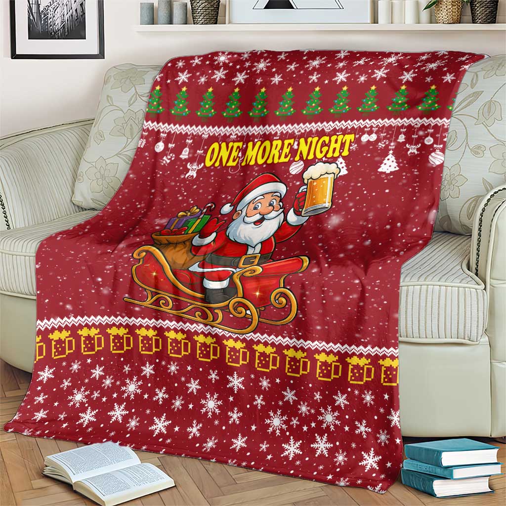 One More Night Santa Beer Christmas Blanket Xmas Holiday Patterns - Wonder Print Shop