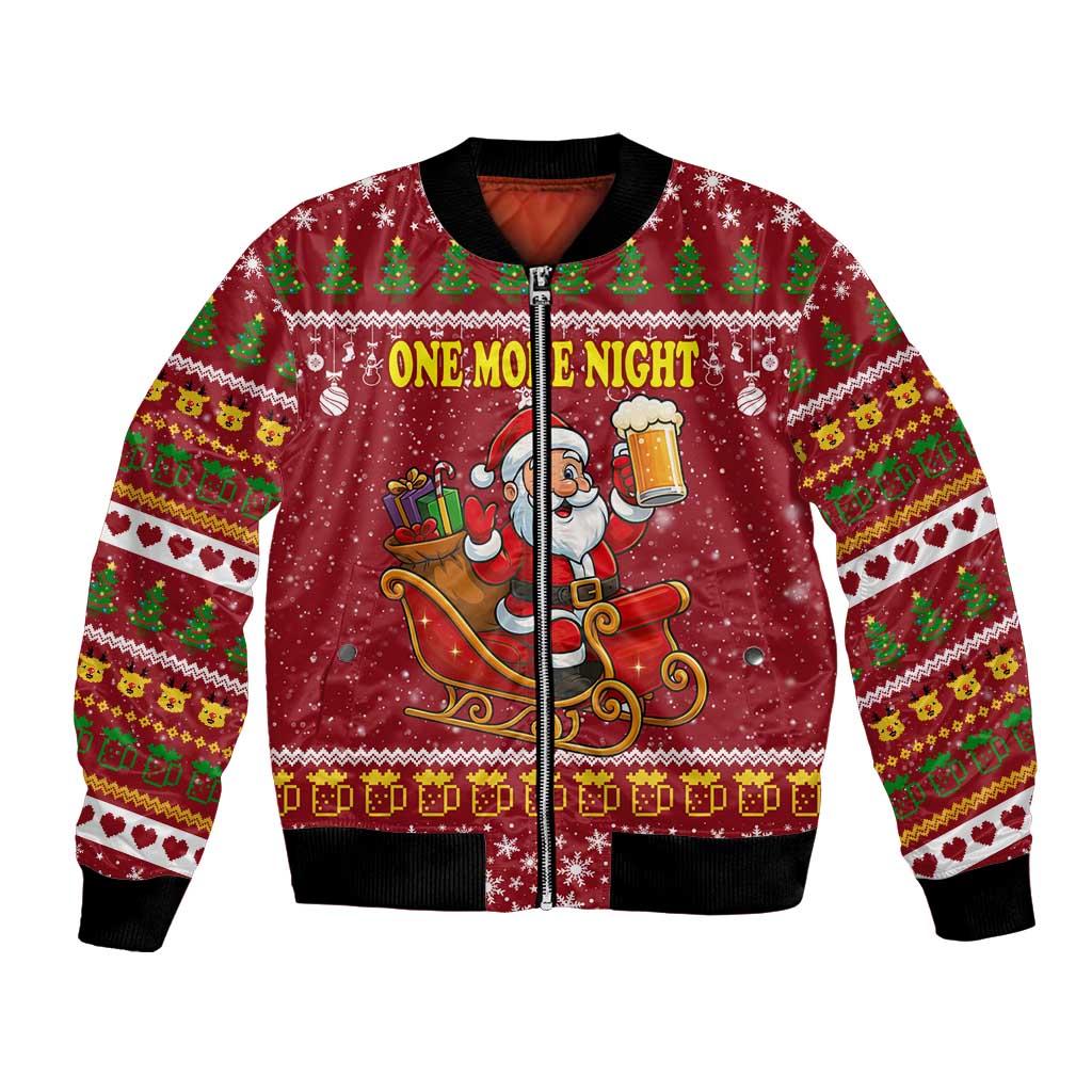 One More Night Santa Beer Christmas Bomber Jacket Xmas Holiday Patterns - Wonder Print Shop