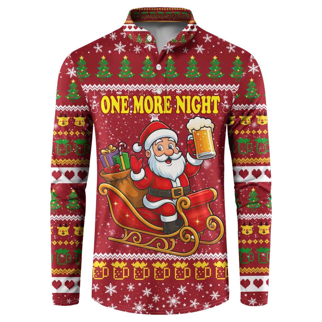 One More Night Santa Beer Christmas Button Sweatshirt Xmas Holiday Patterns - Wonder Print Shop