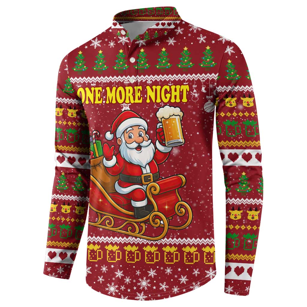 One More Night Santa Beer Christmas Button Sweatshirt Xmas Holiday Patterns - Wonder Print Shop
