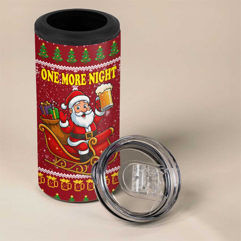 One More Night Santa Beer Christmas 4 in 1 Can Cooler Tumbler Xmas Holiday Patterns - Wonder Print Shop