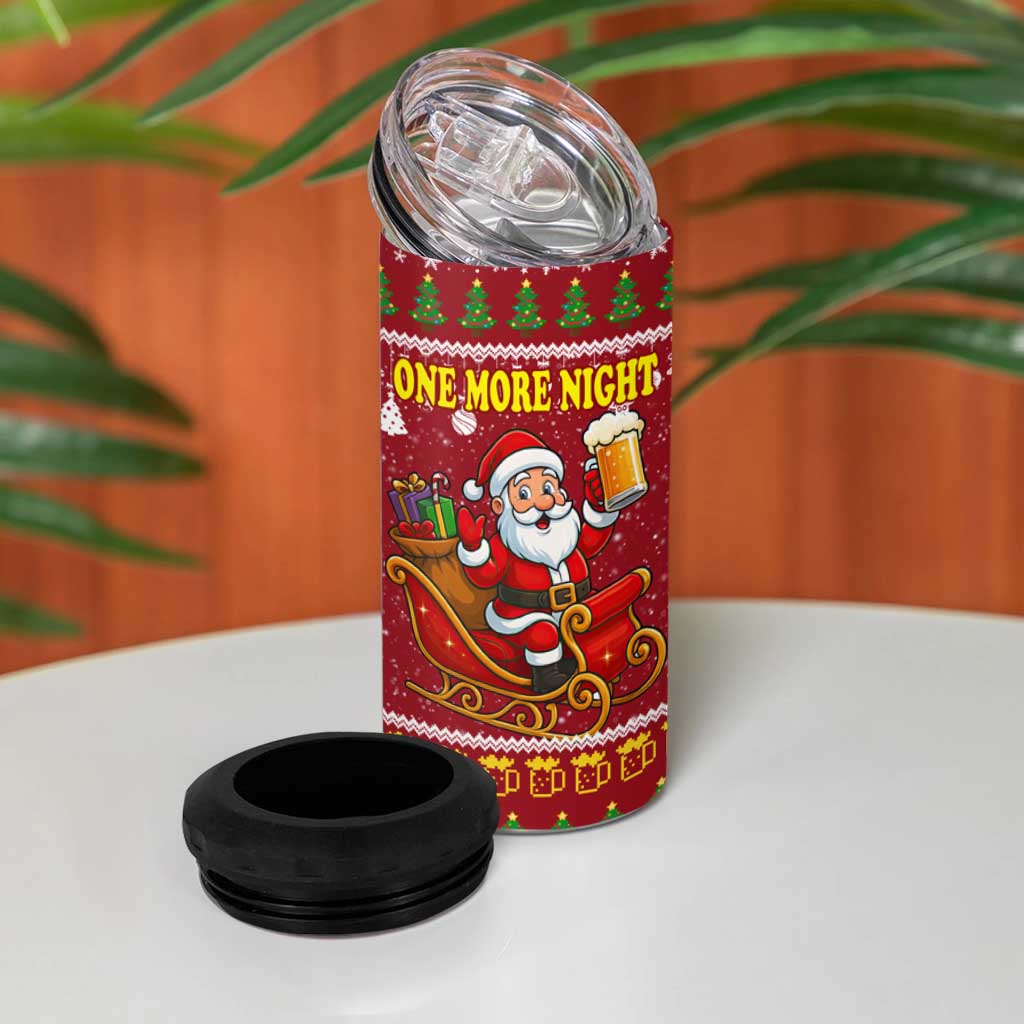 One More Night Santa Beer Christmas 4 in 1 Can Cooler Tumbler Xmas Holiday Patterns - Wonder Print Shop