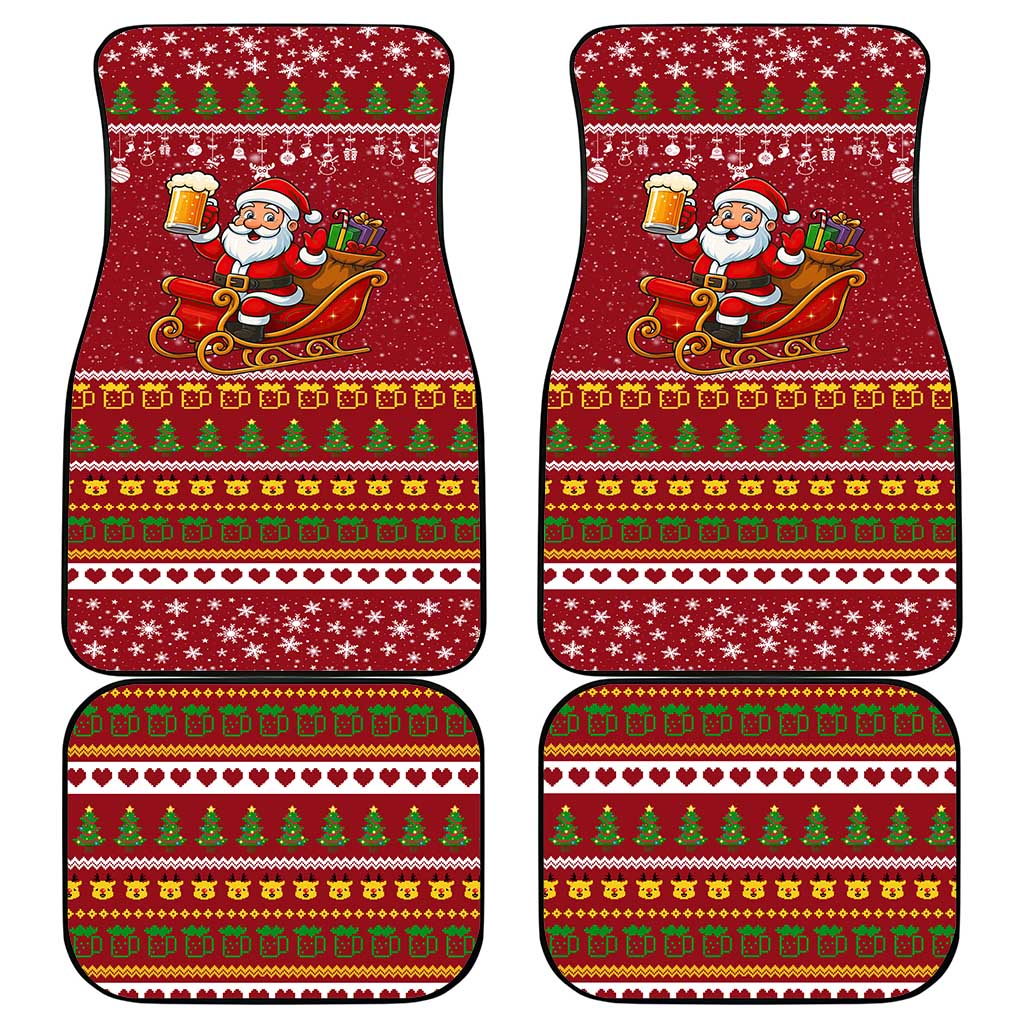 One More Night Santa Beer Christmas Car Mats Xmas Holiday Patterns - Wonder Print Shop