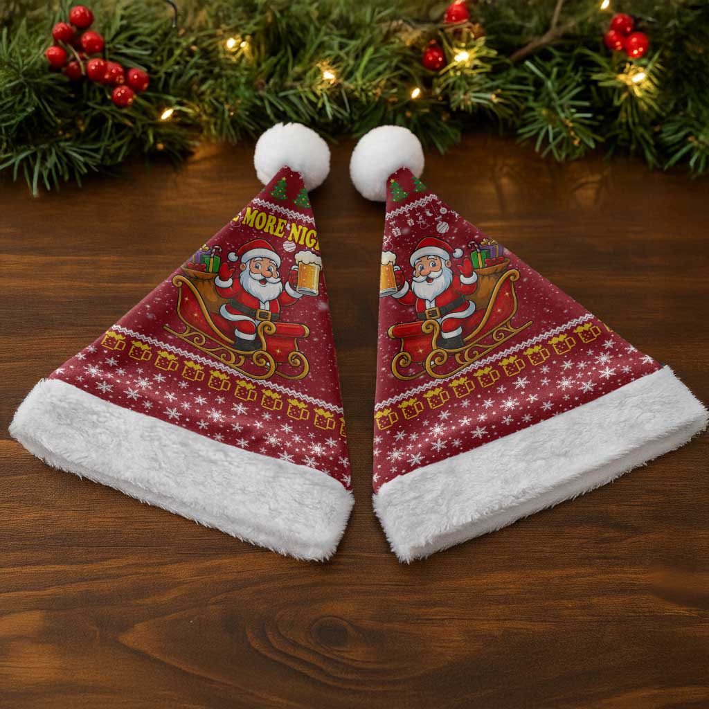 One More Night Santa Beer Christmas Santa Hat Xmas Holiday Patterns - Wonder Print Shop