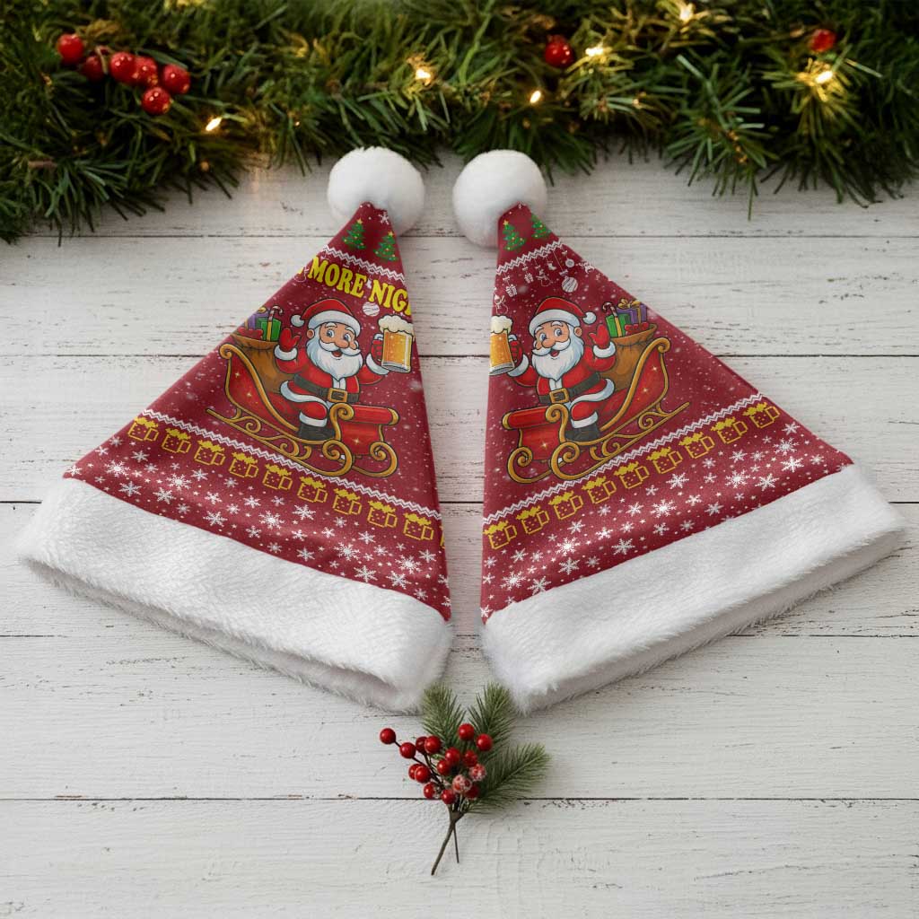 One More Night Santa Beer Christmas Santa Hat Xmas Holiday Patterns - Wonder Print Shop