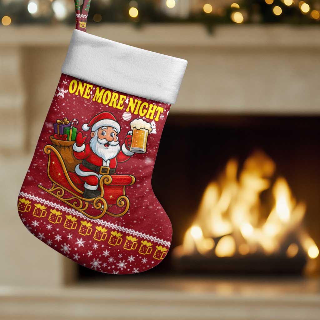 One More Night Santa Beer Christmas Stocking Xmas Holiday Patterns - Wonder Print Shop