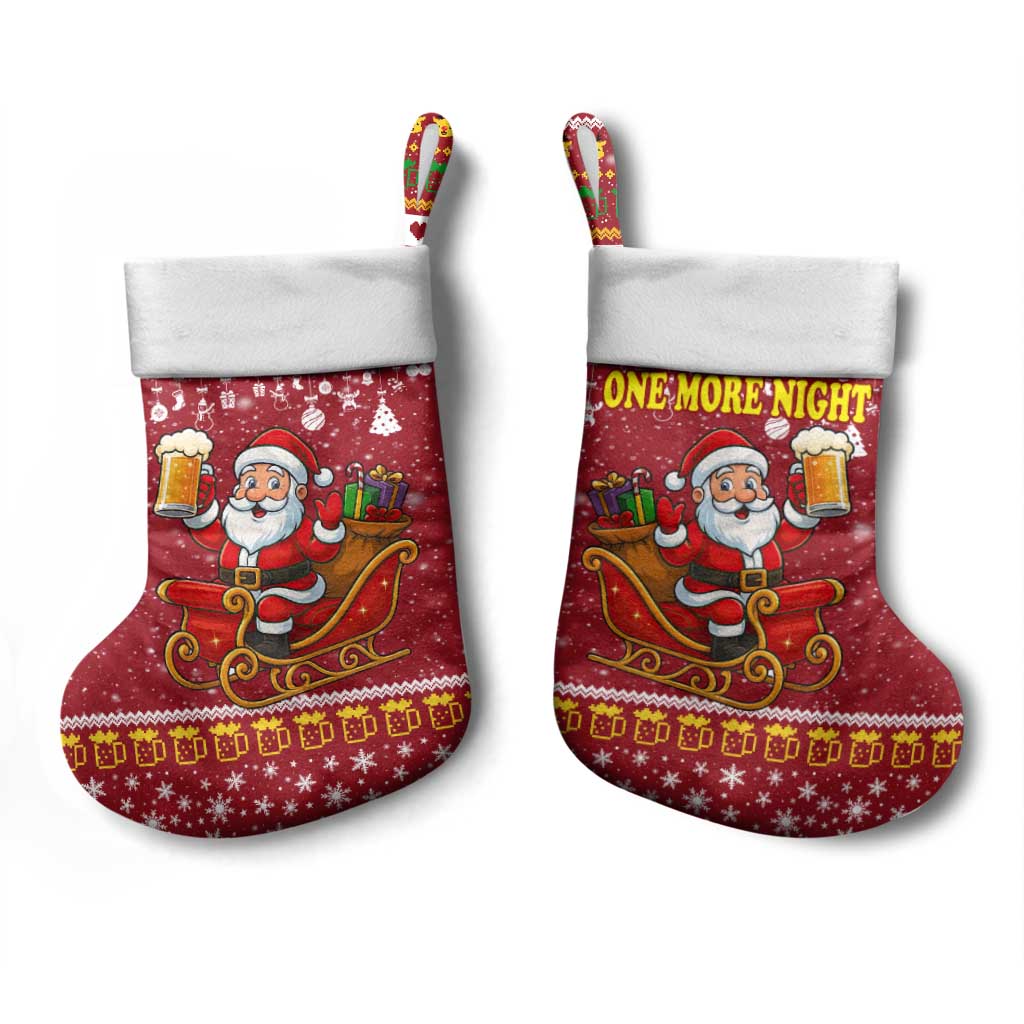 One More Night Santa Beer Christmas Stocking Xmas Holiday Patterns - Wonder Print Shop