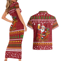 One More Night Santa Beer Christmas Couples Matching Short Sleeve Bodycon Dress and Hawaiian Shirt Xmas Holiday Patterns - Wonder Print Shop