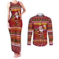 One More Night Santa Beer Christmas Couples Matching Tank Maxi Dress and Long Sleeve Button Shirt Xmas Holiday Patterns - Wonder Print Shop