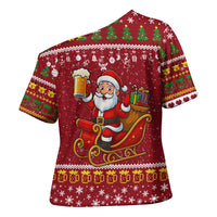 One More Night Santa Beer Christmas Cross Shoulder Shirt Xmas Holiday Patterns - Wonder Print Shop