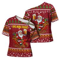 One More Night Santa Beer Christmas Cross Shoulder Shirt Xmas Holiday Patterns - Wonder Print Shop
