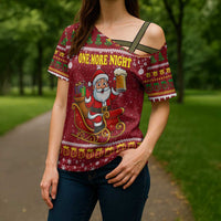 One More Night Santa Beer Christmas Cross Shoulder Shirt Xmas Holiday Patterns - Wonder Print Shop