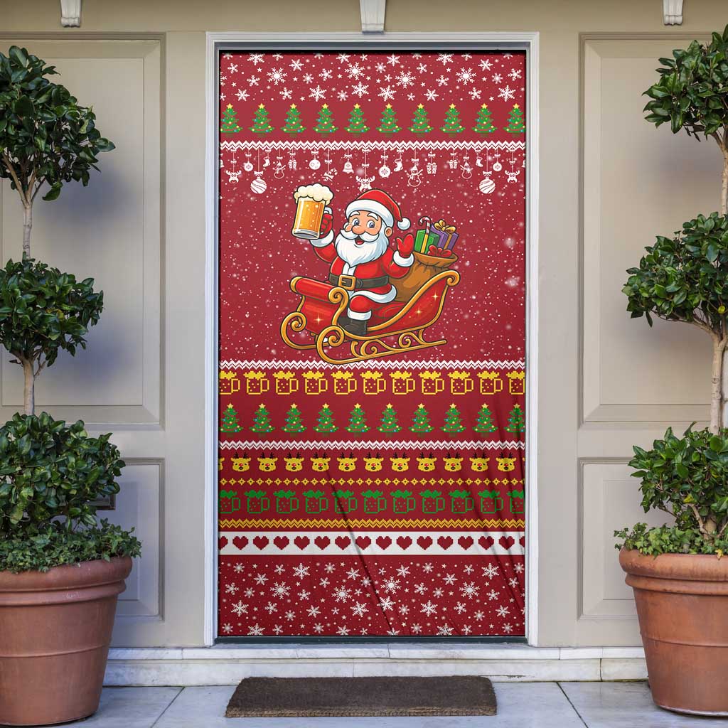 One More Night Santa Beer Christmas Door Cover Xmas Holiday Patterns - Wonder Print Shop